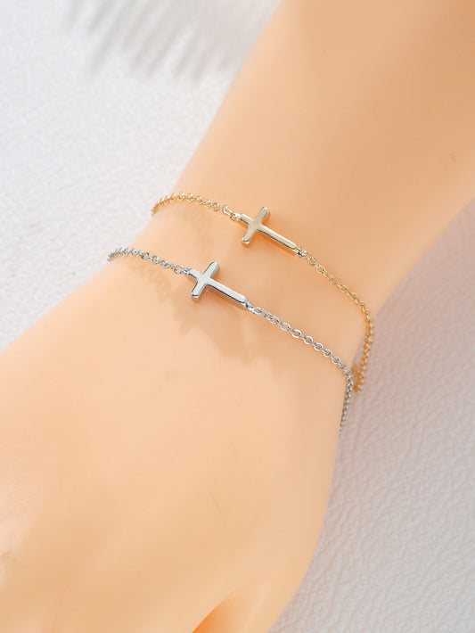 Minimalist Christmas Gift Cross Bracelet for Women, Korean Fashion Trendy, Geometric Hand Accessories, Chic Style, Best Friends